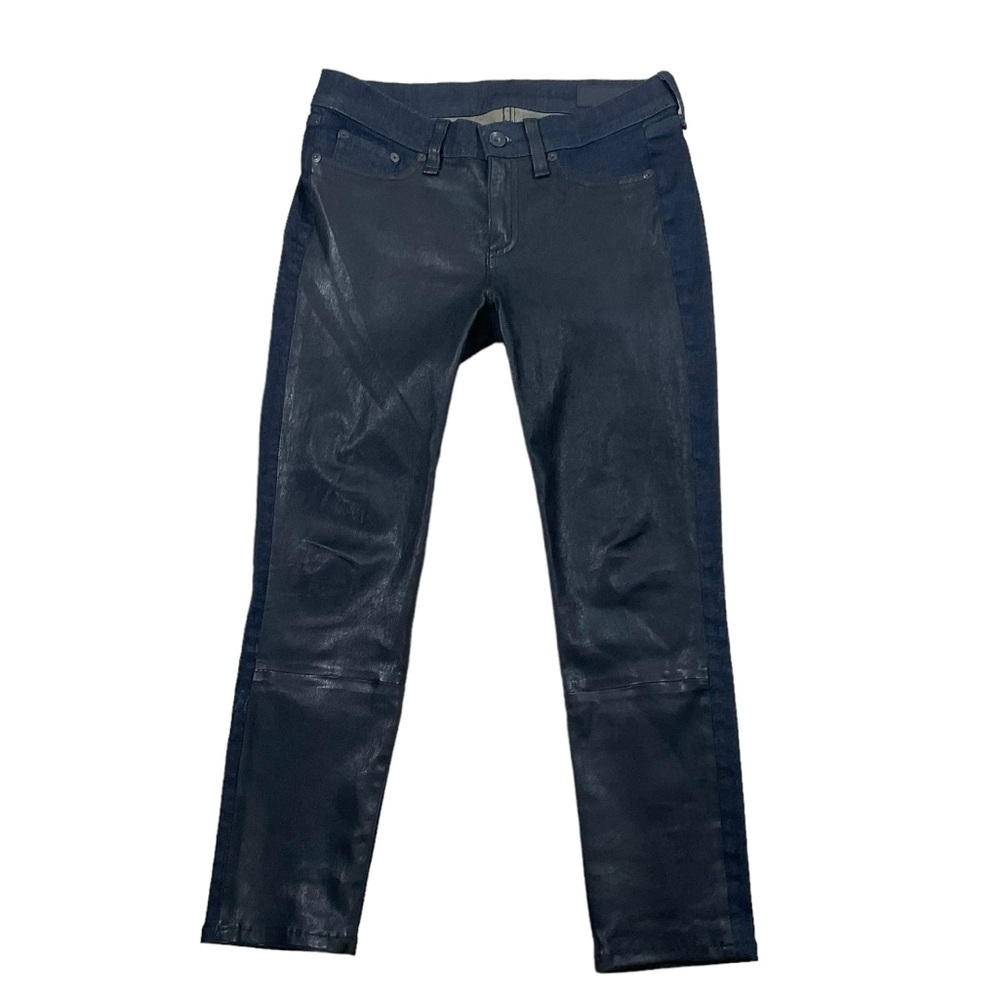 Rag & Bone Jean Essex Lamb Leather Combo Skinny Jeans size 26
